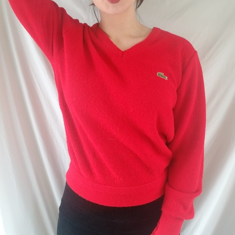 Vintage Red V-neck Sweater